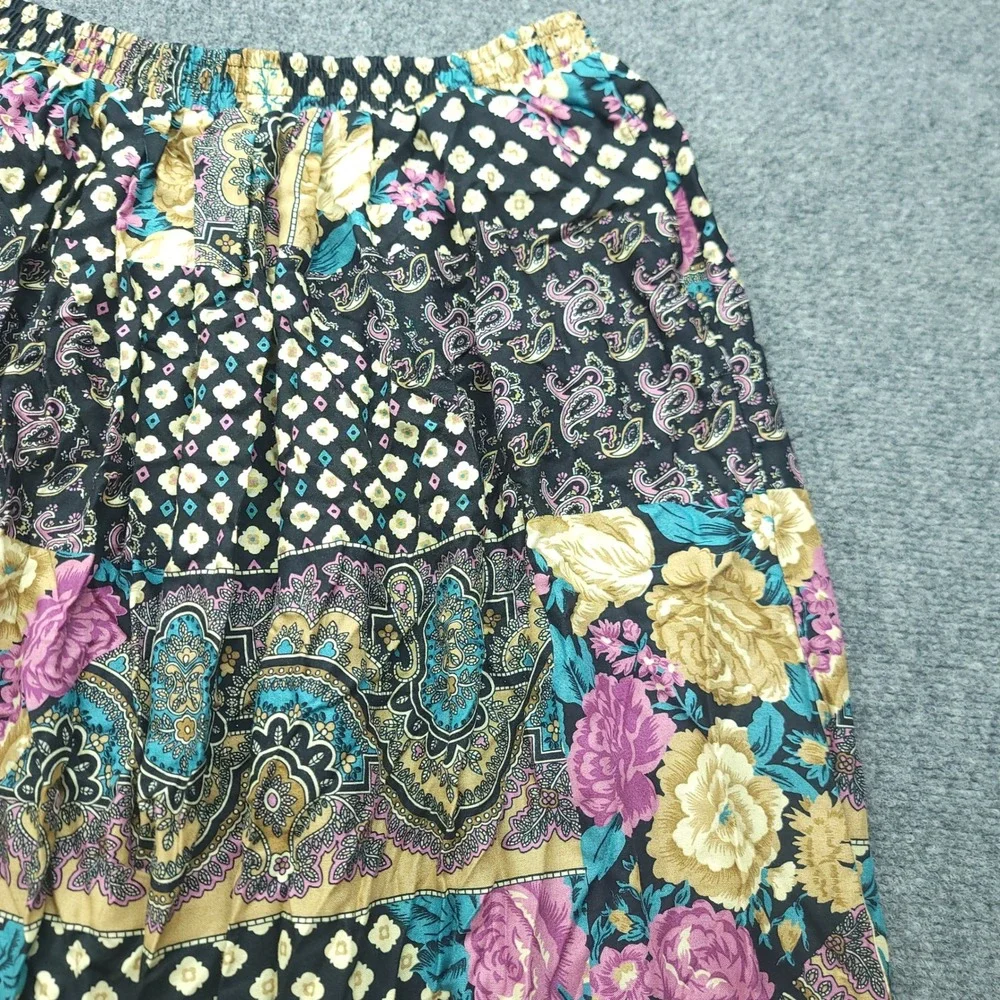 Vintage Koret Floral Paisley Midi Skirt 16W Made in USA Rayon Boho Cottagecore
